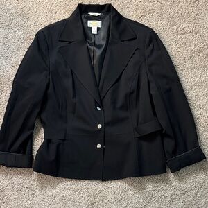 Talbots Women's Black Blazer with Silver Buttons
